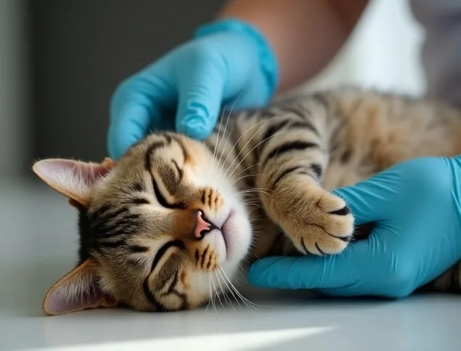 Specialist carefully handling a deceased cat with dignity in Red Hill South