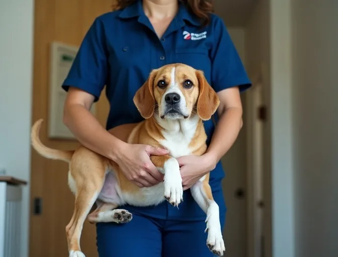 Technician respectfully transporting a deceased dog in Red Hill South